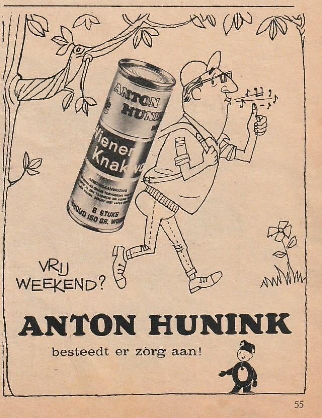 Retro reclame 1962 Anton Hunink knakworst wandelen, Verzenden, Overige typen