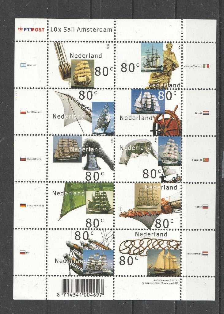 136 L Postfris Vel 1909-18 Sail Amsterdam 2000, Verzenden, Na 1940, Postfris