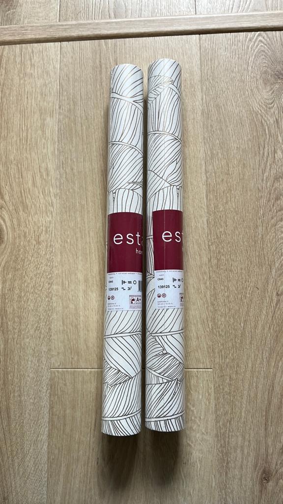 behang getekende bladeren wit en goud van ESTAhome - 139125, Ophalen of Verzenden, Minder dan 10 m², Wit