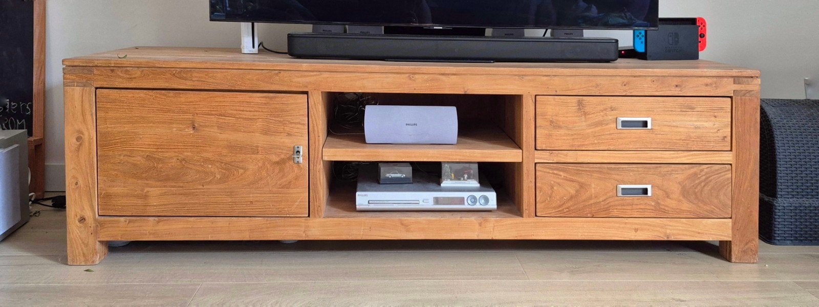 Tv meubel teak henders en hazel, Ophalen, Gebruikt, Teakhout, Minder dan 100 cm