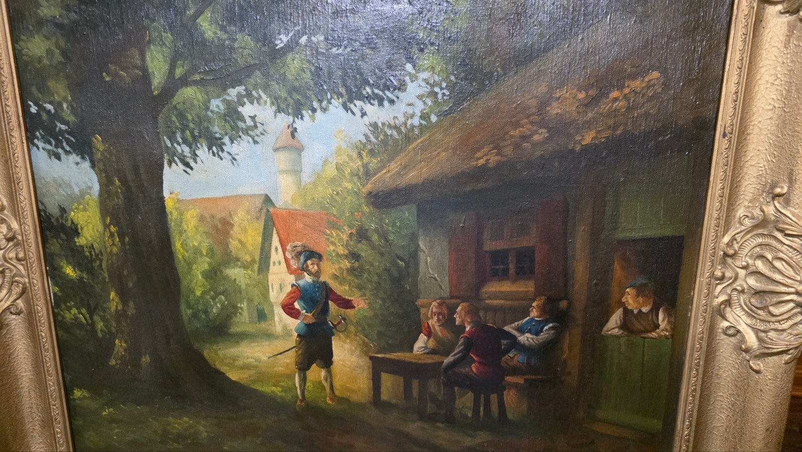 Antiek romantisch schilderij, Ophalen