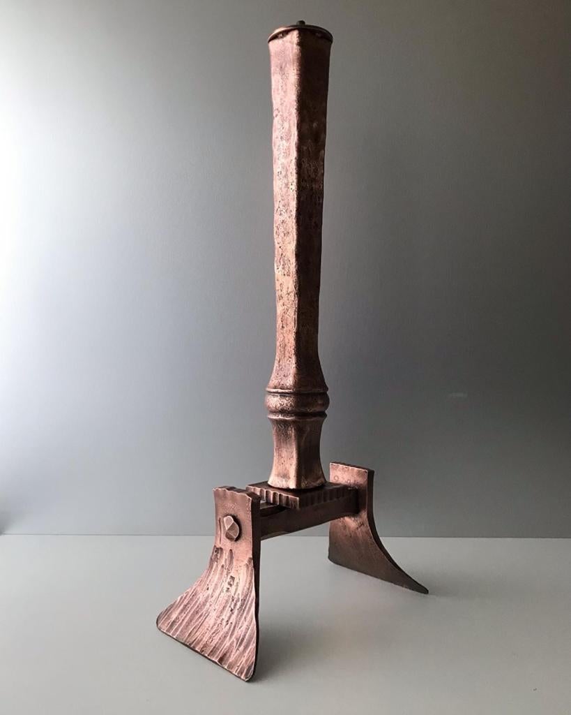 Brutalist copper floor lamp silence of the lamps, Gebruikt, Minder dan 100 cm, Metaal, Mid century classic vintage design