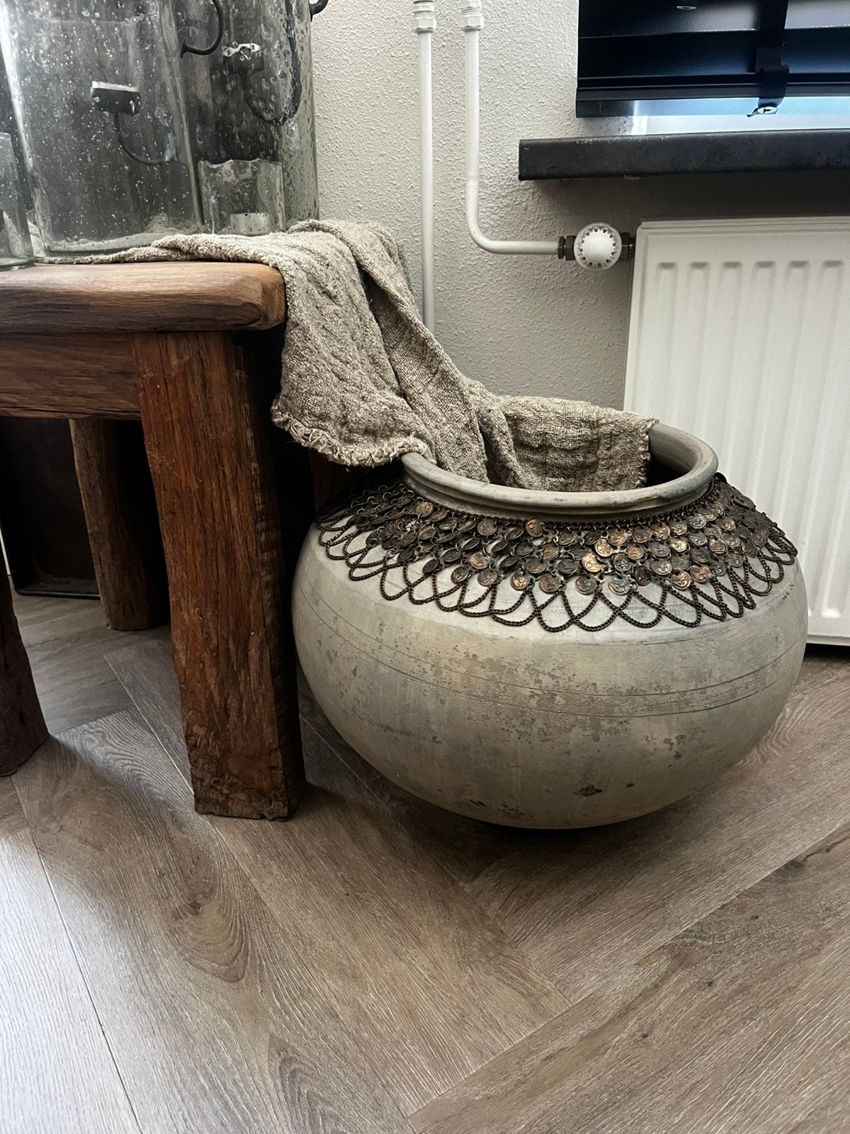 Prachtige oude kruik, Ophalen, Zo goed als nieuw, Rond, Hout