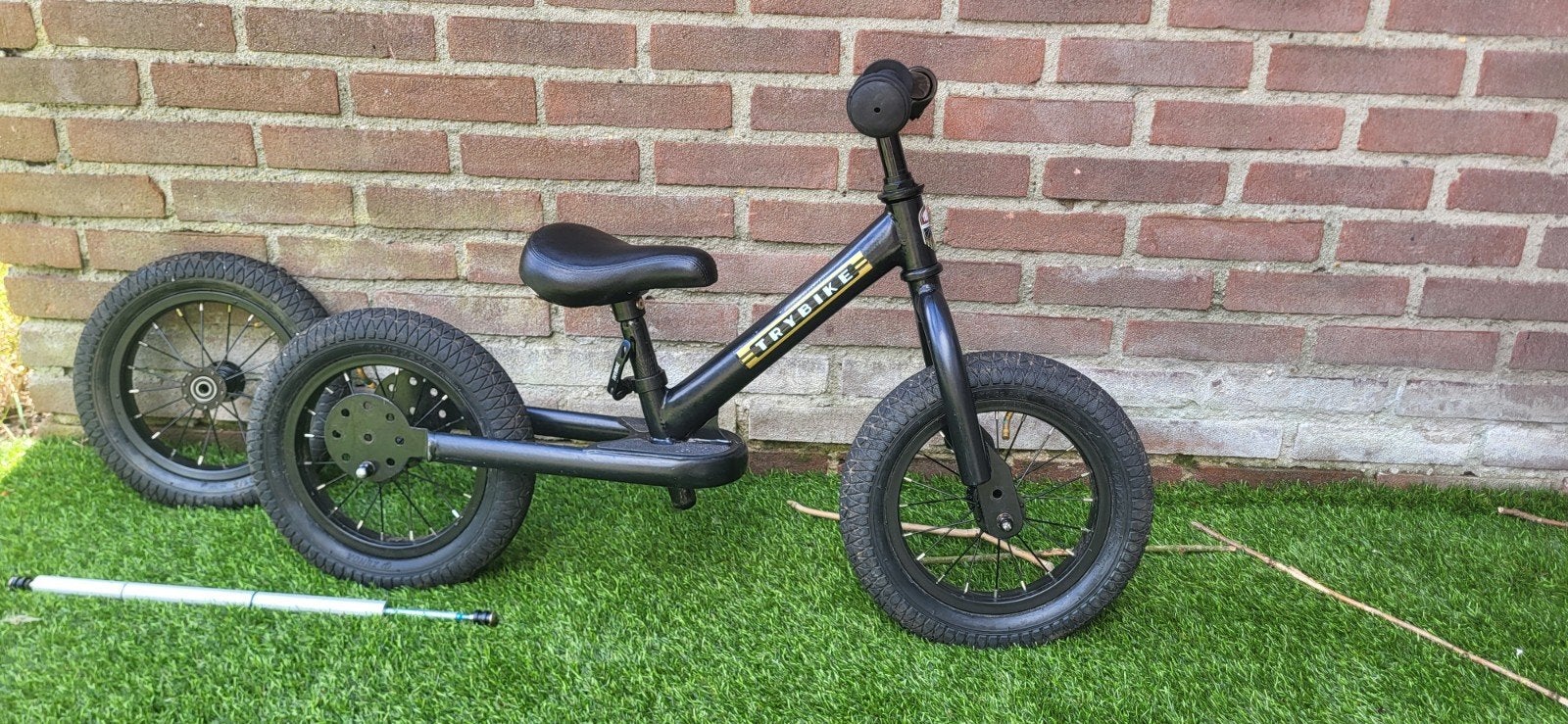 Trybike loopfiets zwart - 2-in-1 (driewieler/tweewieler), Ophalen, Gebruikt, Minder dan 16 inch