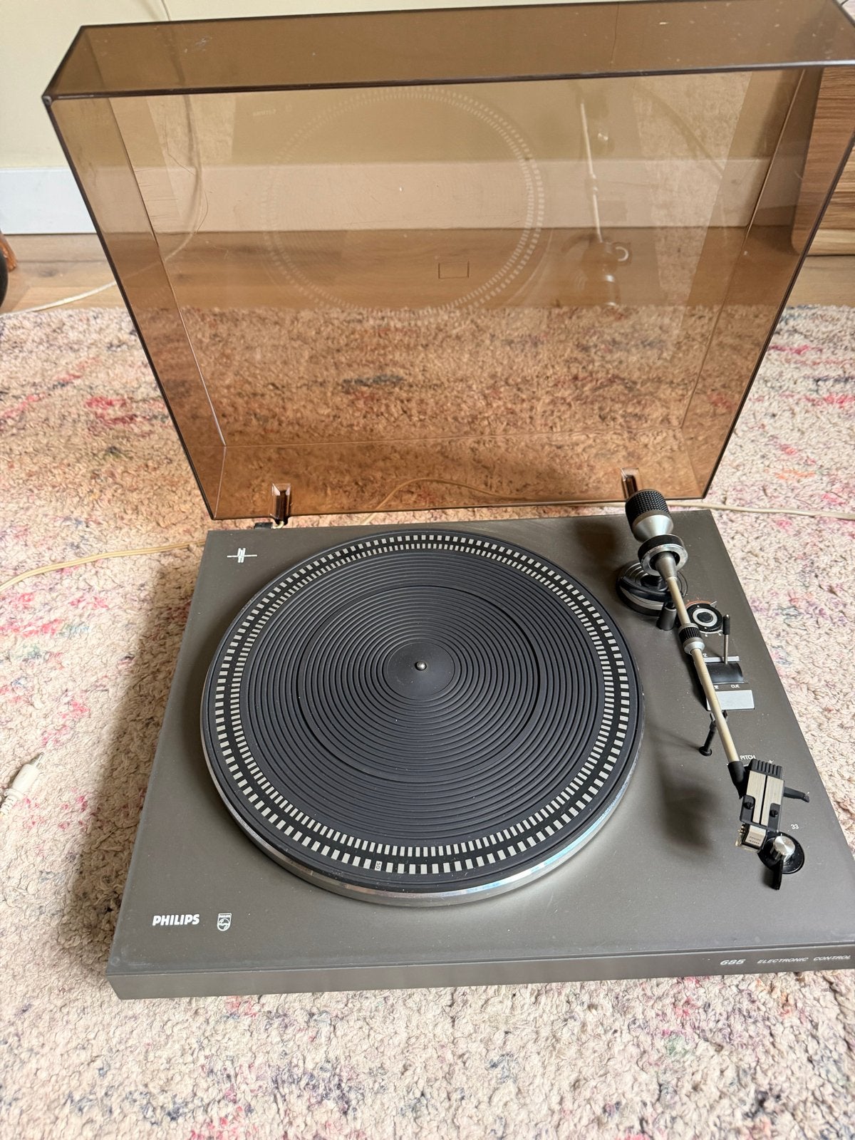 Philips 685 Electronic Control Platenspeler, Philips, Gebruikt, Pitch-regelaar, Ophalen of Verzenden