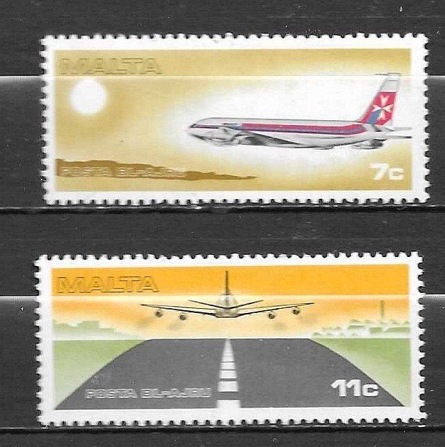 Malta postzegels - Vliegtuigen 7c en 11c, Ophalen of Verzenden, Malta, Gestempeld