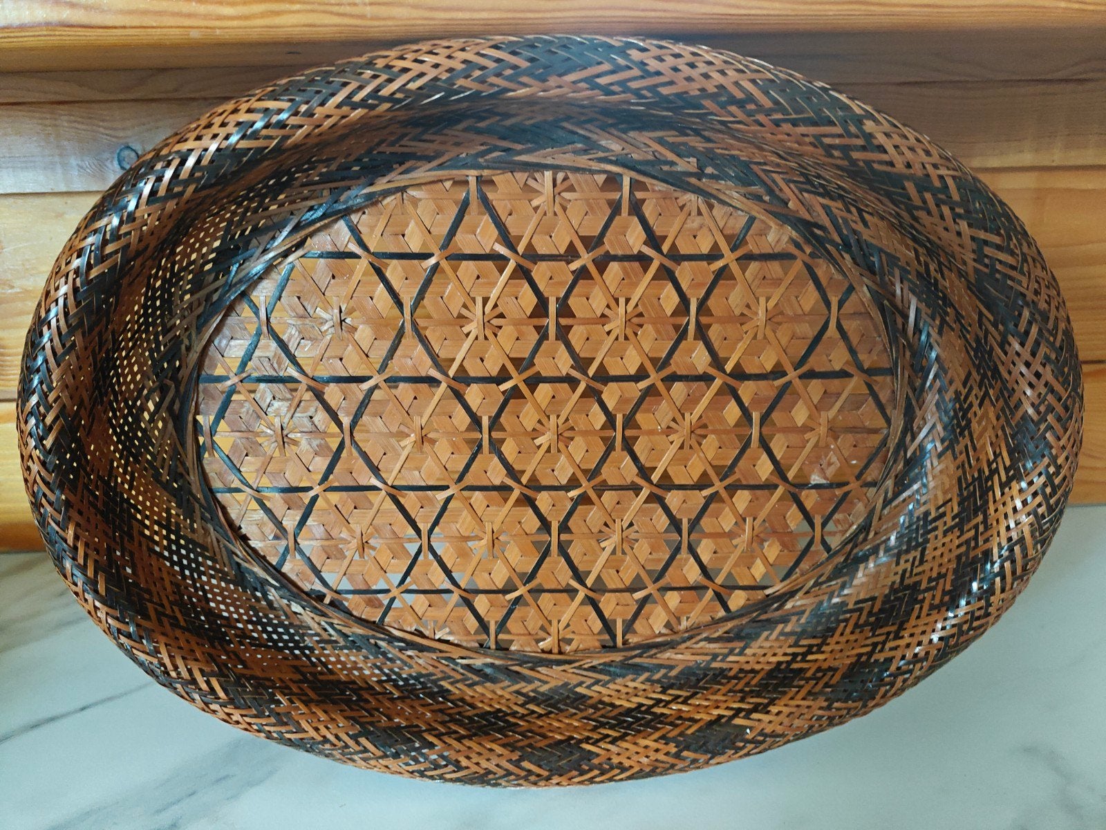 Rieten dienblad, Huis en Inrichting, Ophalen of Verzenden, Zo goed als nieuw, Riet, Gevlochten