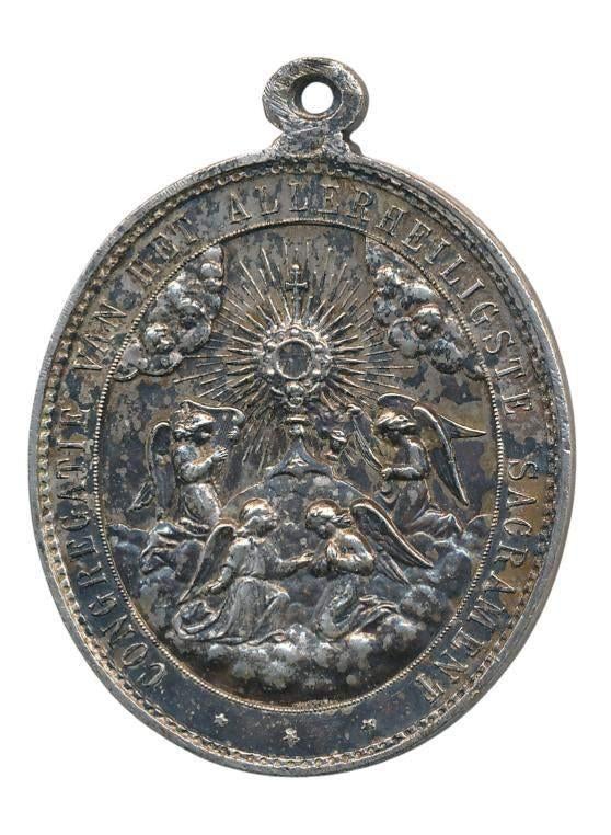 Amsterdam Sint Vincentius Apaulo zilveren penning 1904, Ophalen of Verzenden, Zilver, Nederland