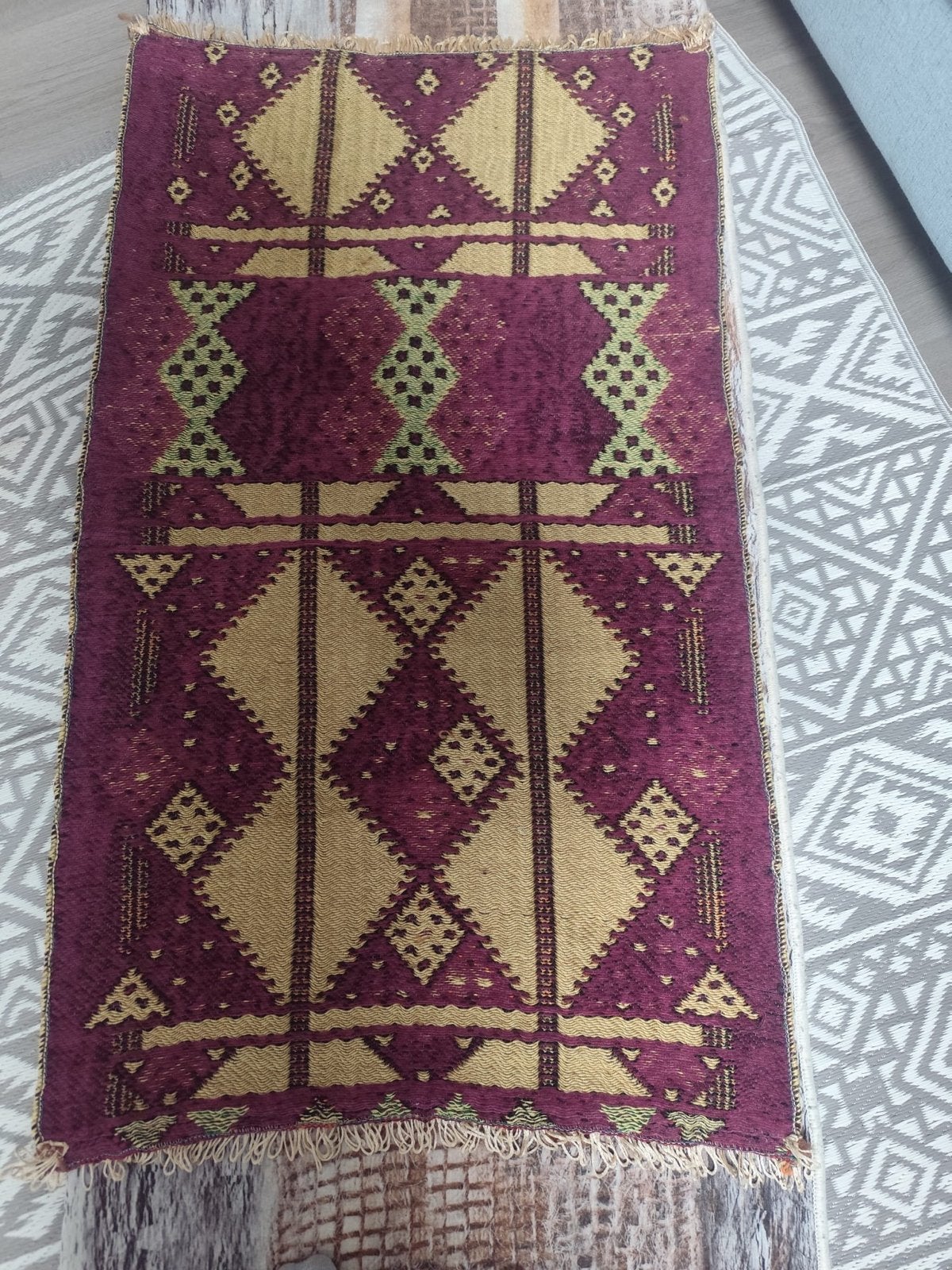 Vintage Kelim Vloerkleed - Handgeweven Tapijt, 100 tot 150 cm, Paars, Zo goed als nieuw, Rechthoekig