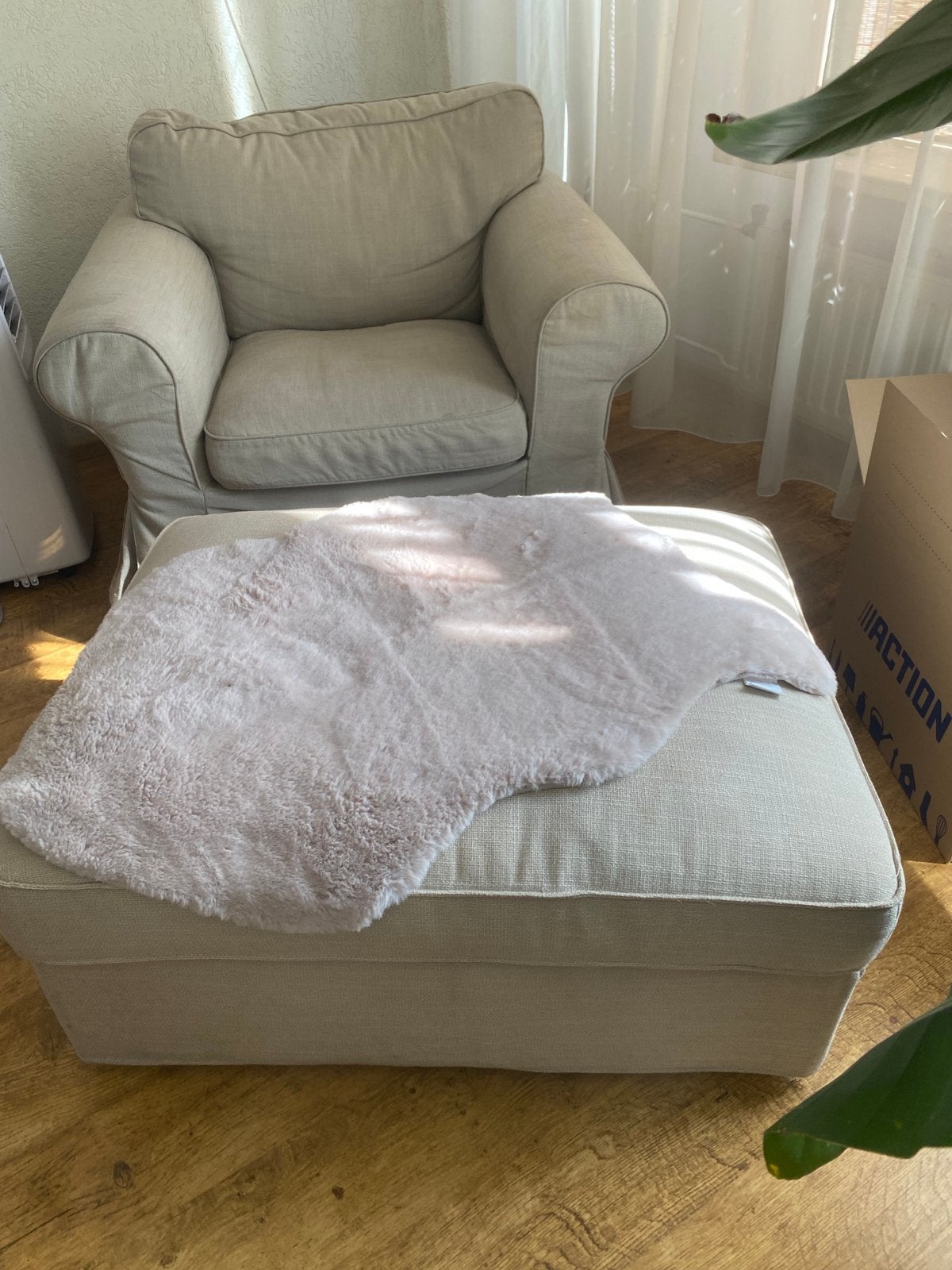 IKEA Fauteuil met Voetenbankje en Opberging - Wasbare Stof, Huis en Inrichting, Fauteuils, Ophalen, Gebruikt, Stof, 75 tot 100 cm