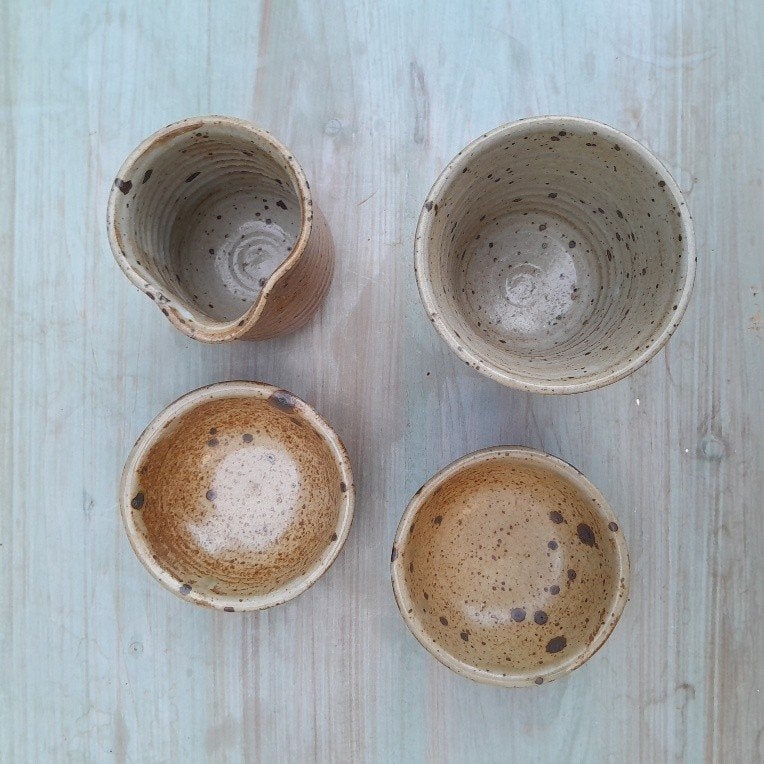 2 bakjes, kommetje, kannetje (grès pyrite vernissé), Gebruikt, Keramiek, Overige typen, Ophalen of Verzenden