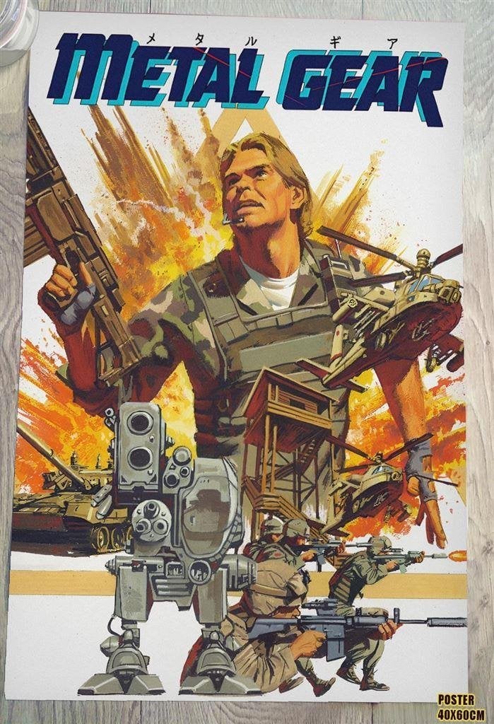 METAL GEAR Konami MSX PSX Videogame Poster, Verzenden, Nieuw, A1 t/m A3, Film en Tv