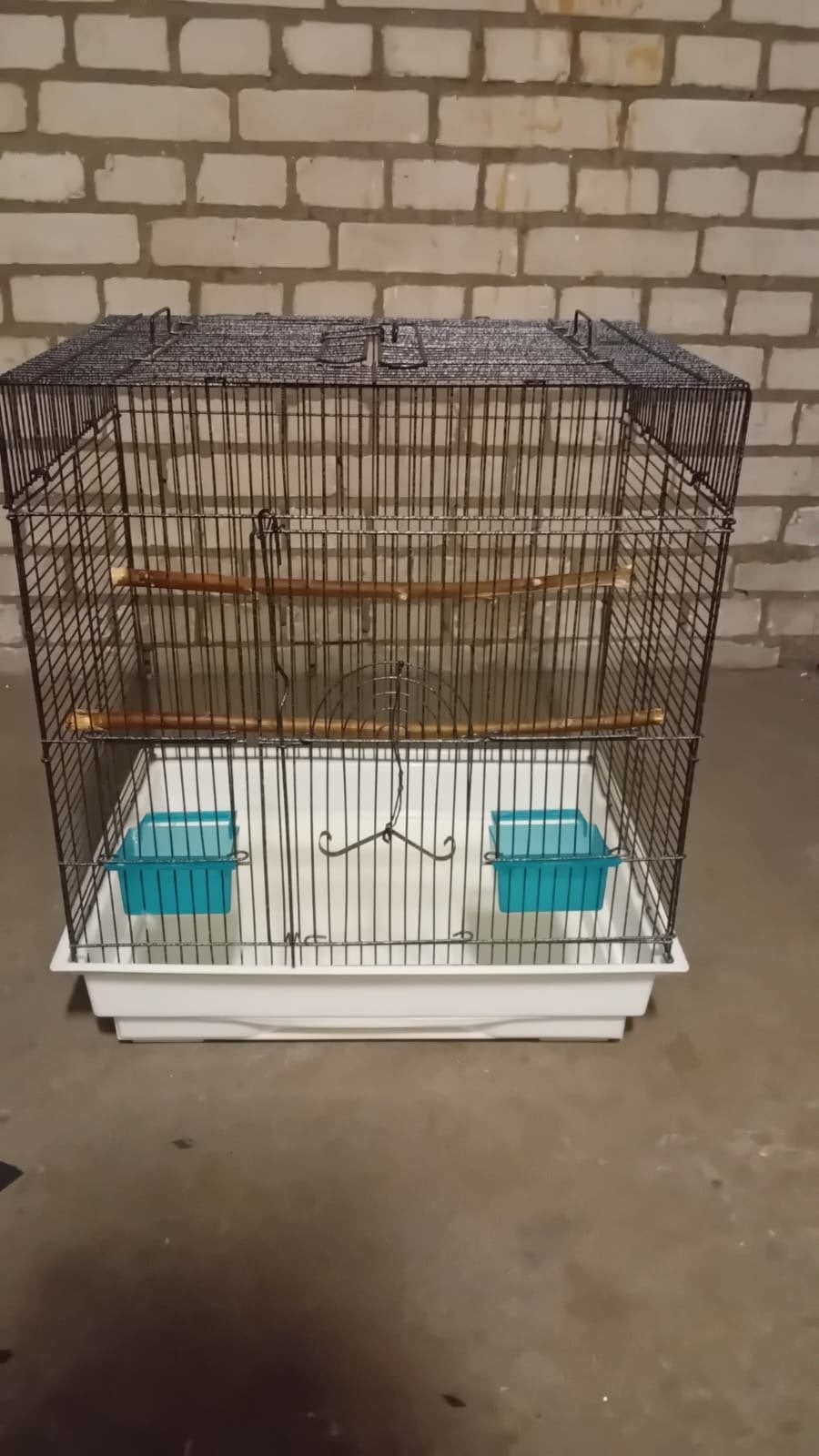 Een zwart grijze witte vogel kooi, Ophalen, Zo goed als nieuw, Overige materialen, Vogelkooi