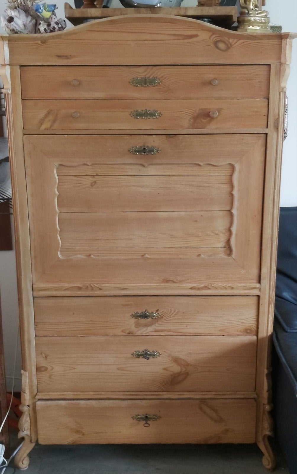 Antiek grenen secretaire met lades, Antiek en Kunst, Ophalen