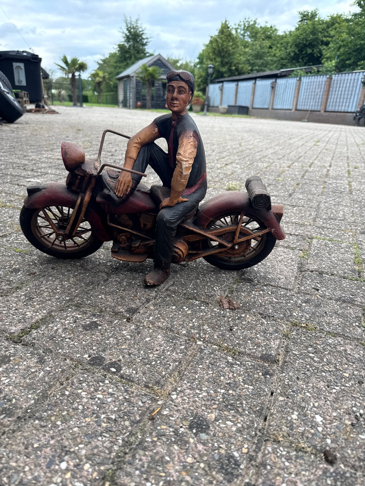 Decoratieve Motorrijder Beeld - Vintage Stijl, Verzamelen, Ophalen, Gebruikt