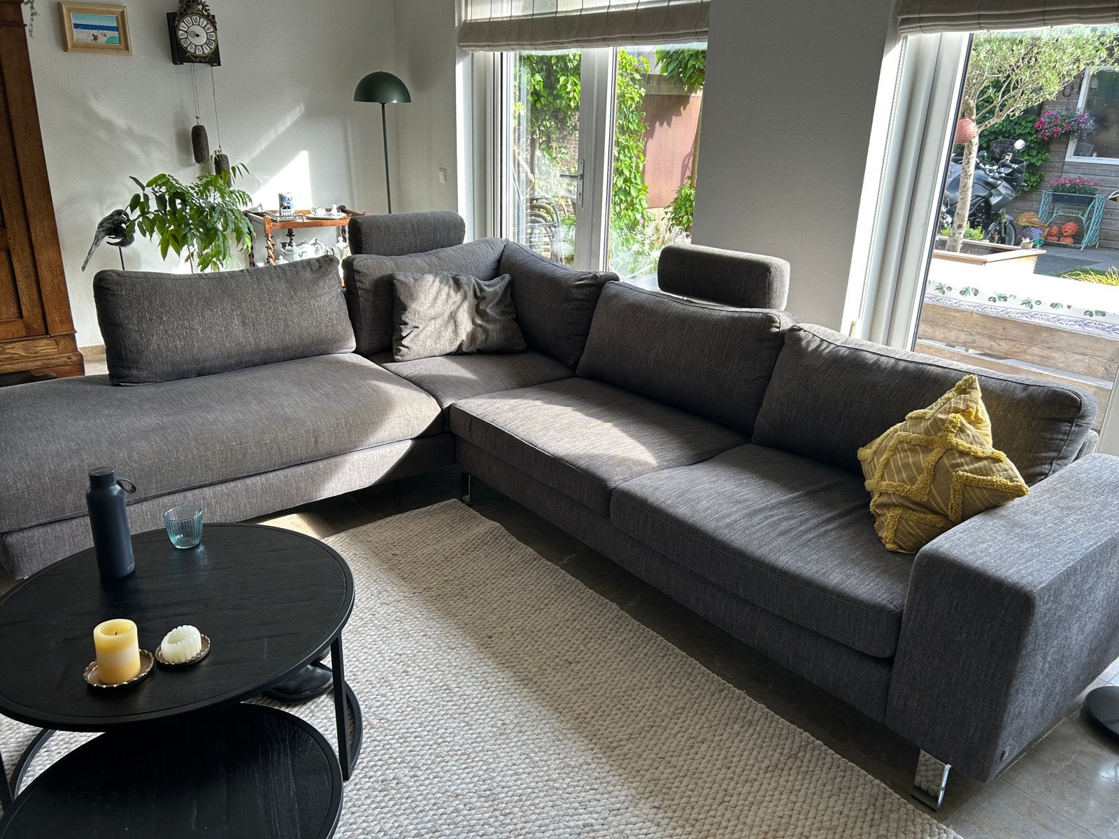 Moderne Musterring Hoekbank - Grijs Stof, Huis en Inrichting, Ophalen, 250 tot 300 cm, Gebruikt, Hoekbank