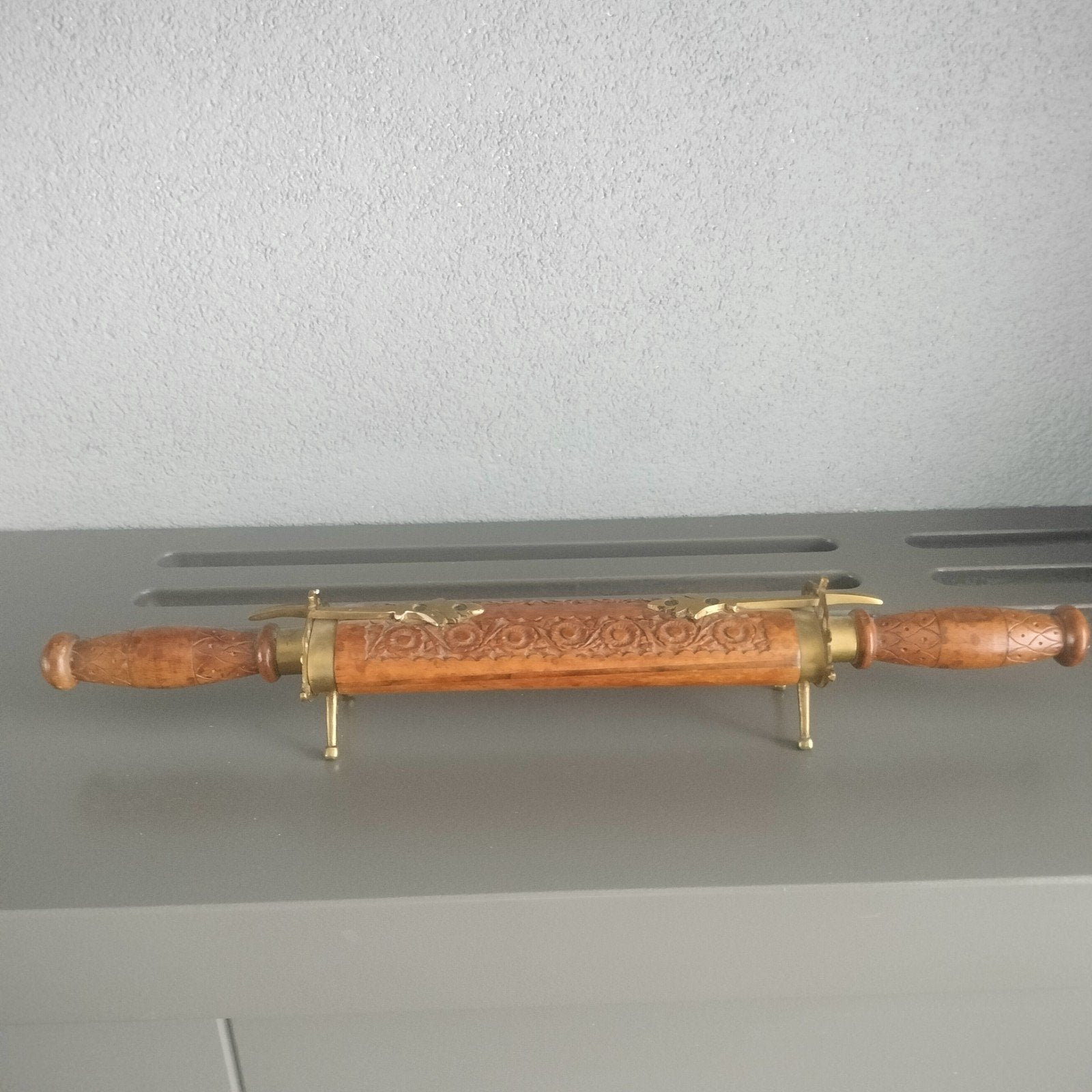 houtsnijwerk jacht foedraal, Overige onderwerpen, Houtsnijwerk, Ophalen of Verzenden, Op sokkel