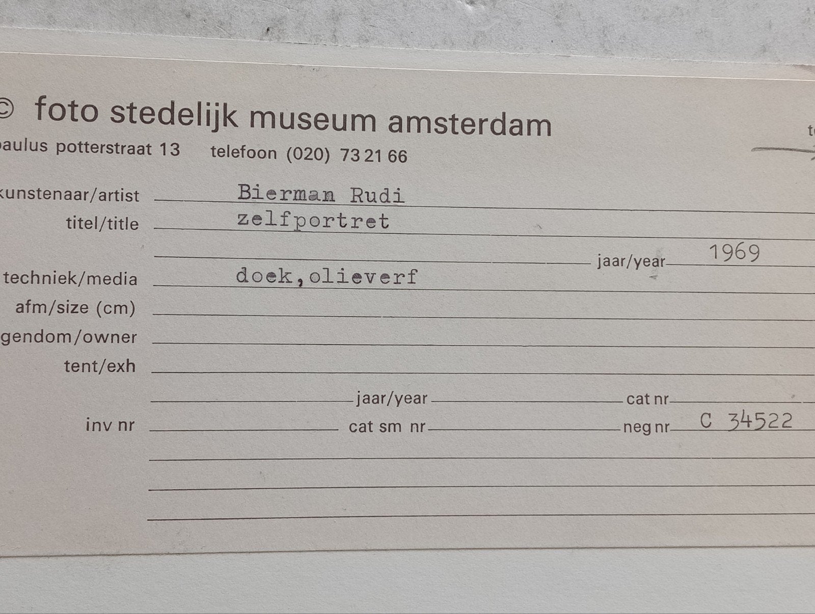 Rudi Bierman Stedelijk Museum foto, Antiek en Kunst, Ophalen of Verzenden