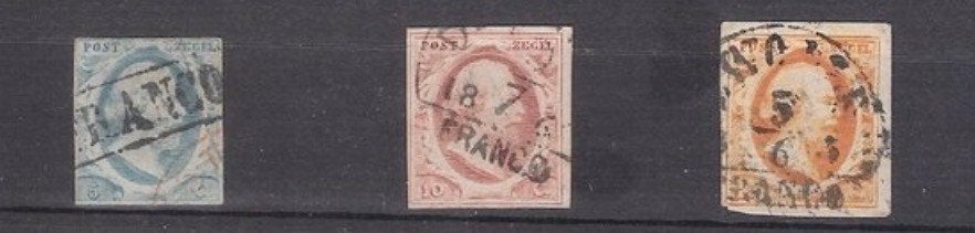 NEDERLAND POSTZEGEL NPVH 1 t/m 3 - KONING WILLEM III, Postzegels en Munten, Verzenden, T/m 1940, Gestempeld
