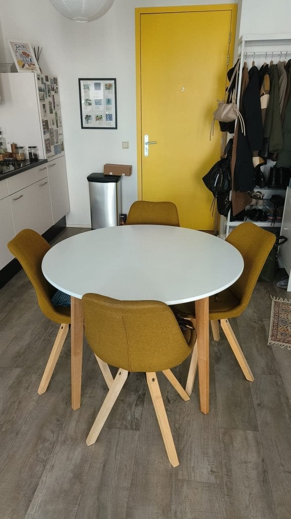 Dining Set for sale, Ophalen, Gebruikt, Rond, Grenenhout