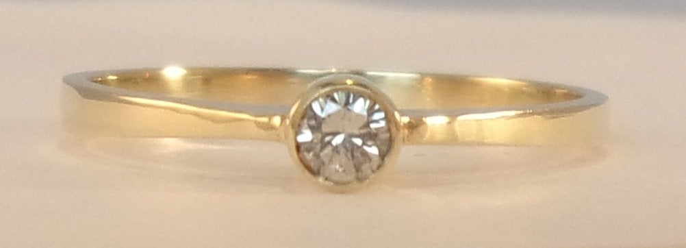 Dames ring met Diamant - 14 karaat goud, Verzenden, Met edelsteen, Dame, Goud