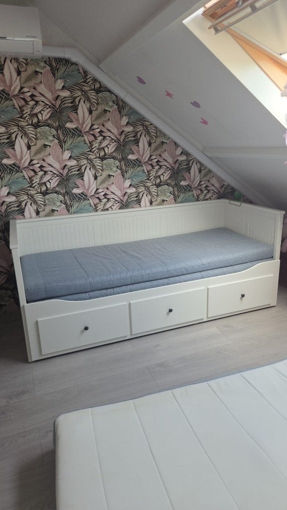Ikea bed uitschuifbaar bed 80x200 naar 160x200, Ophalen, Gebruikt, Wit, Tweepersoons