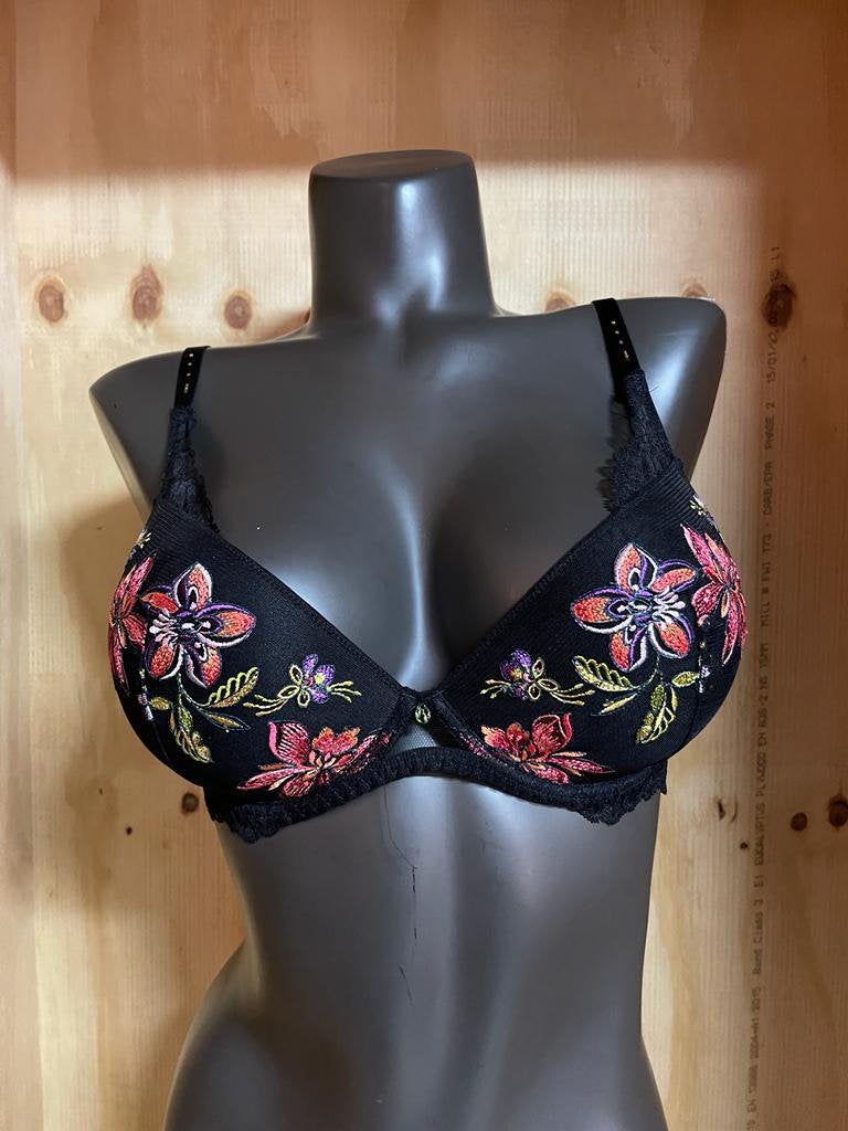 Lise charmel bh 70c - 70d - 75e model  fleurs de nuit, Verzenden, Zwart, BH