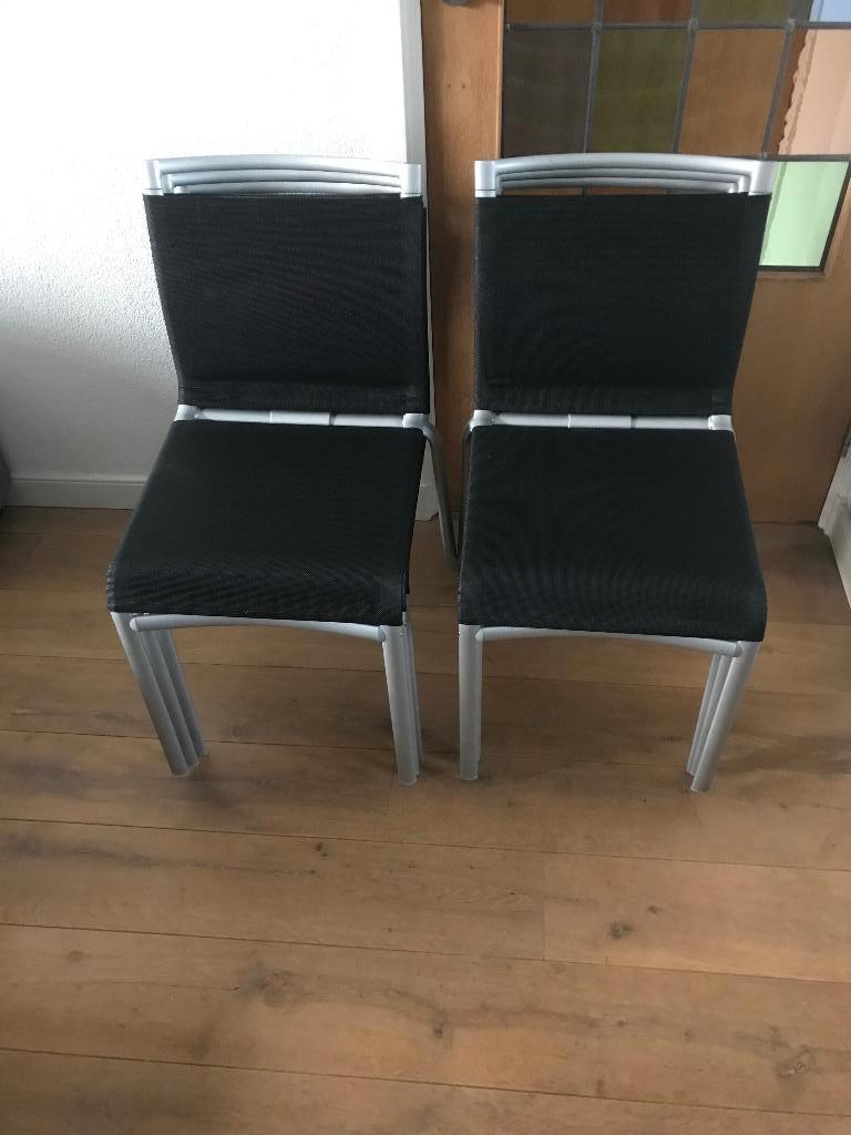 Set 7 Bontempi Casa NET design netweave stoel modern, Zwart, Ophalen of Verzenden, Zo goed als nieuw, Nvt