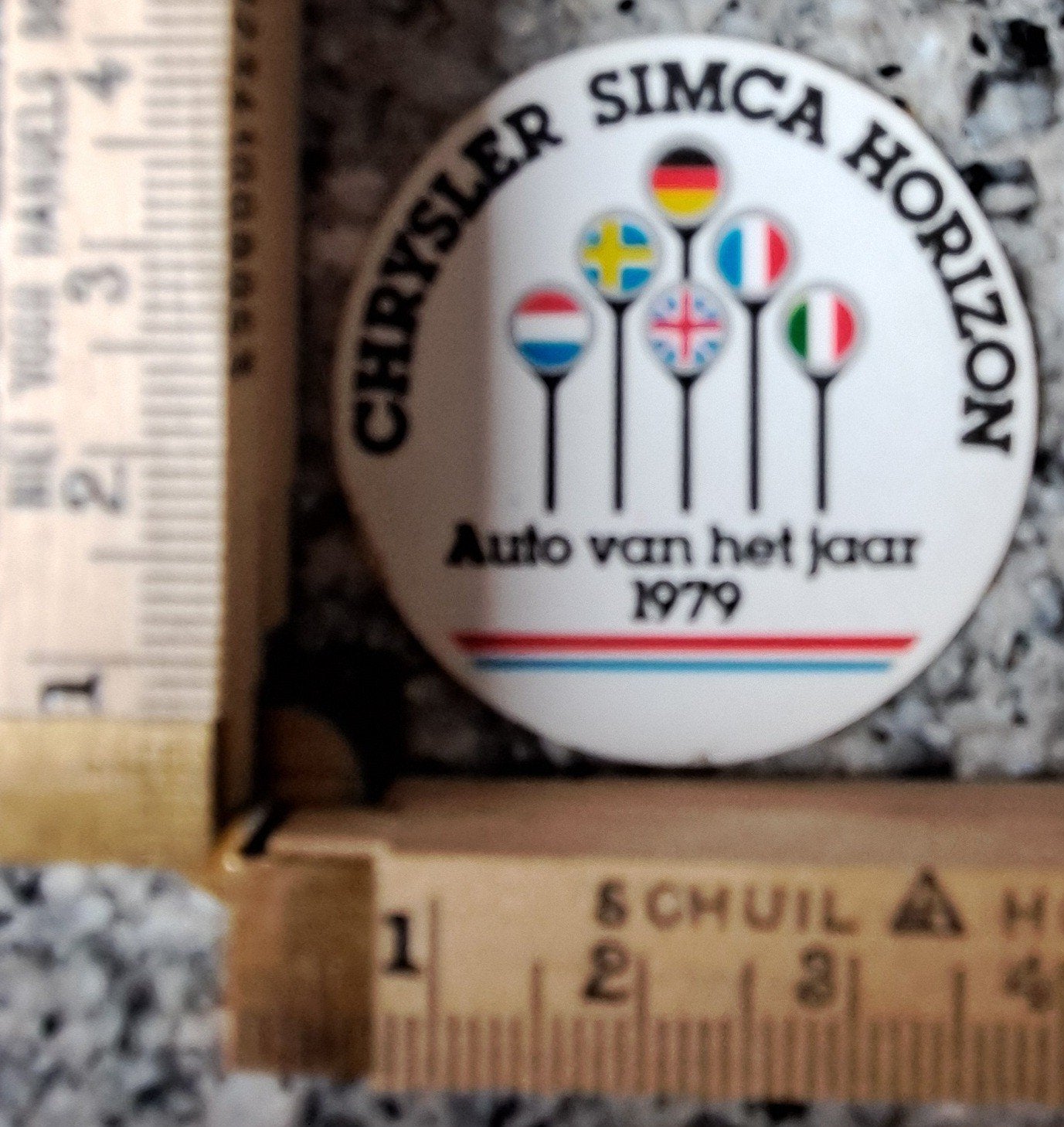 kleine vintage sticker Chrysler Simca Horizon 1979, Ophalen of Verzenden, Zo goed als nieuw, Auto of Motor