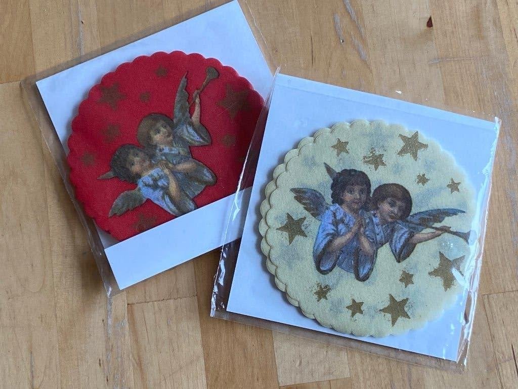 Vintage Kerst Druppelvangers voor onder glas of mok Engelen, Ophalen of Verzenden, Zo goed als nieuw