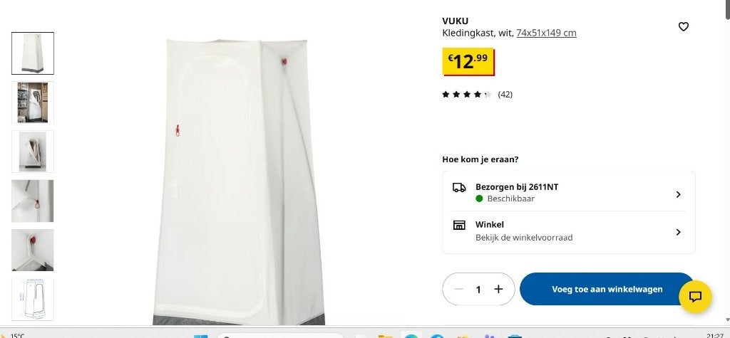 Ikea hangkast met rits, Ophalen, 50 tot 100 cm, Zo goed als nieuw, Minder dan 100 cm