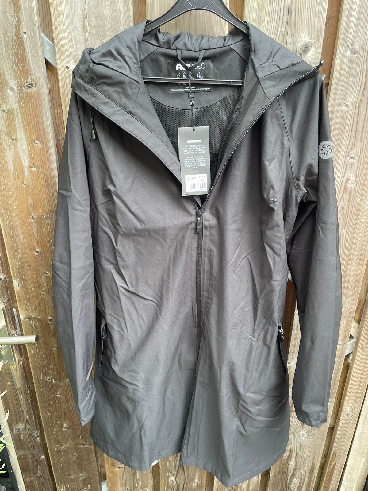 Zwarte AGU SEQ fiets regenjas maat XL, Ophalen of Verzenden, Zo goed als nieuw, Maat 46/48 (XL) of groter, Grijs