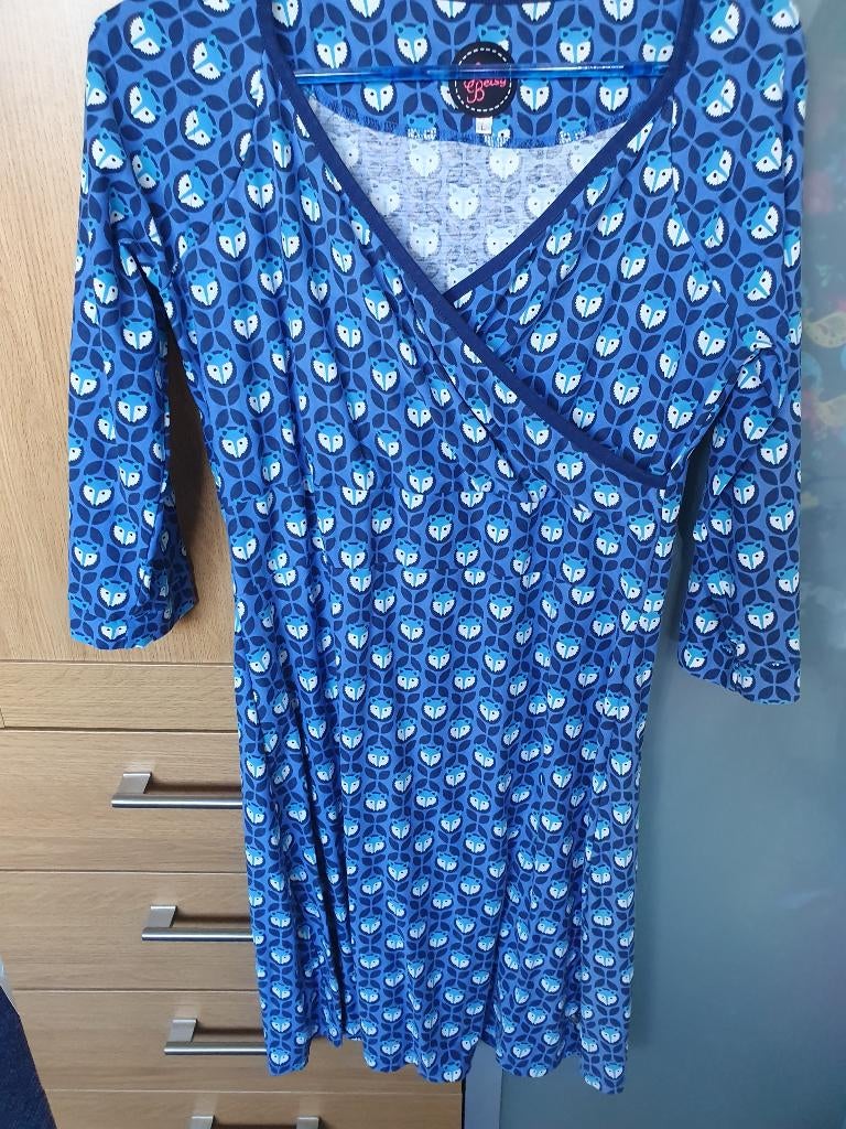 Tante Betsy jurk met vosjes maat L, Tante Betsy, Blauw, Maat 42/44 (L), Ophalen of Verzenden