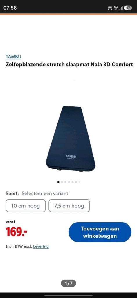 Tambu Nala 3D Comfort Zelfopblazende Slaapmat 198x68x7.5cm, Caravans en Kamperen, Luchtbedden, Nieuw, 1-persoons, Ophalen