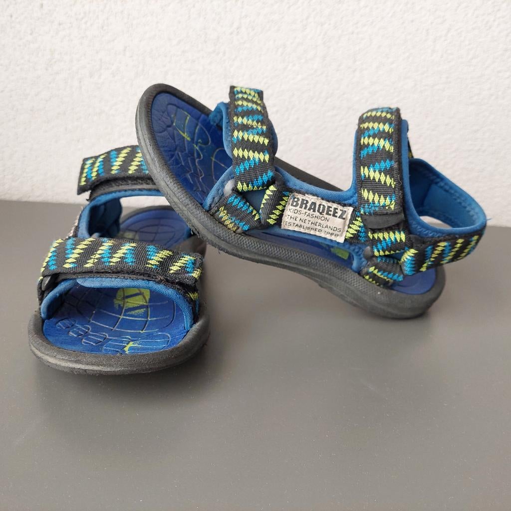 Braqeez kinder sandaal maat 31 blauw zwart groen klittenband, Gebruikt, Jongen of Meisje, Overige typen, Ophalen of Verzenden