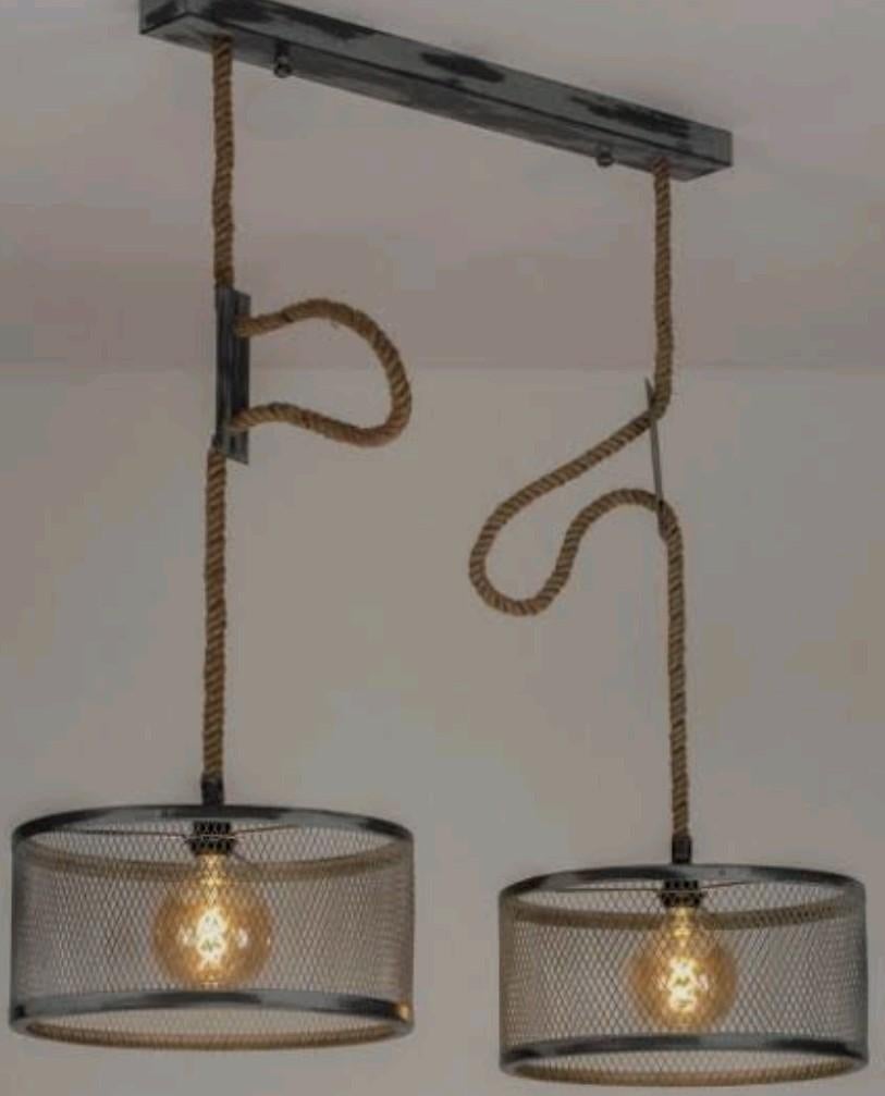 Prachtige industriële plafondlamp! Met 2 lampenkappen!, Ophalen of Verzenden, Overige materialen, Industriëel sober landelijk