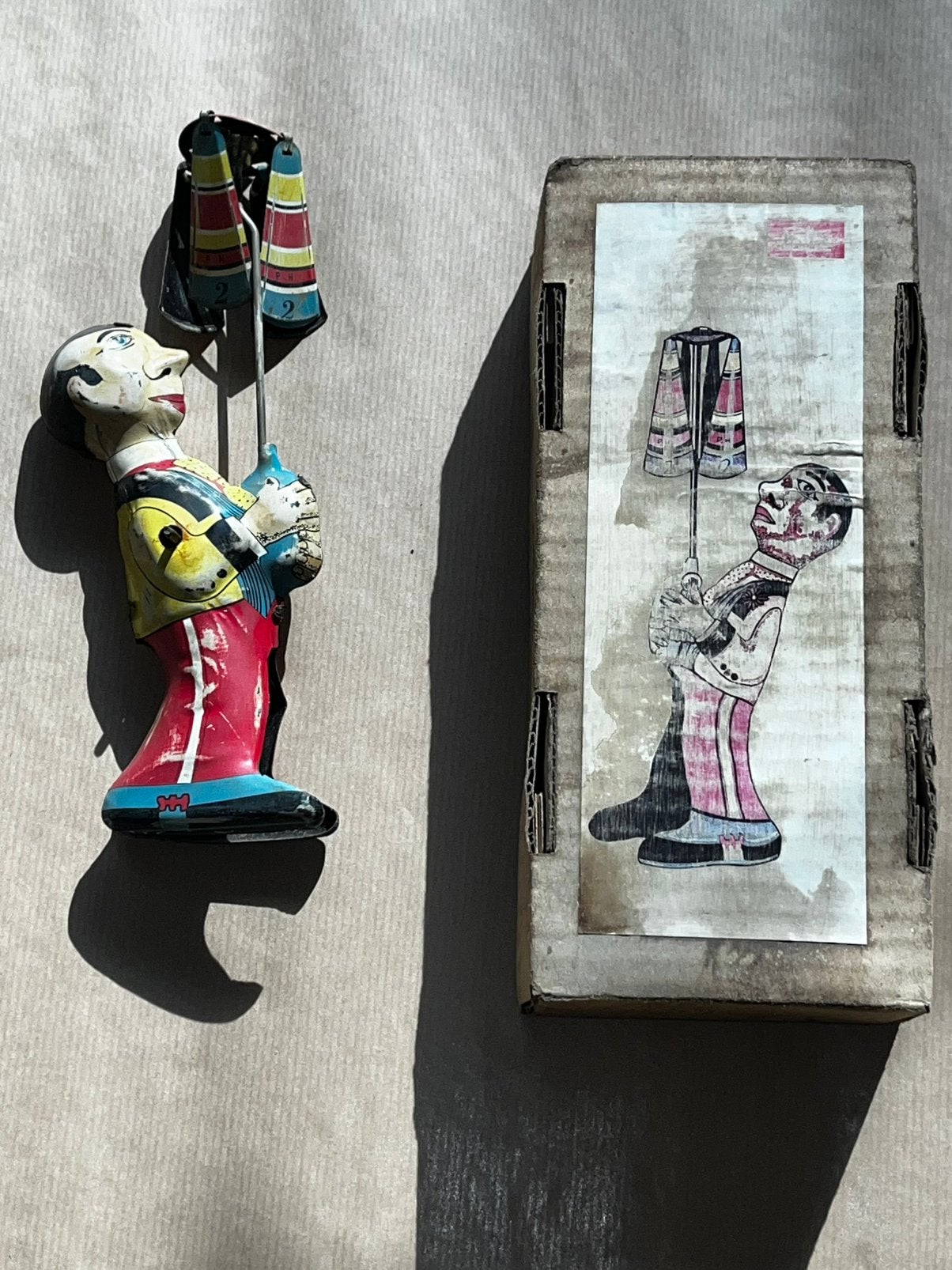 Oud blikken speelgoed Jaya Tin toy figurine opwindbare pop, Ophalen of Verzenden