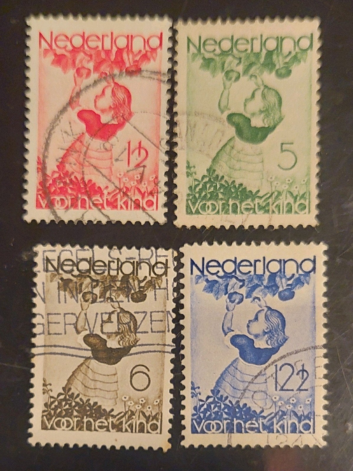 Kinderzegels 1935 gebruikt., Postzegels en Munten, Ophalen of Verzenden, T/m 1940, Gestempeld