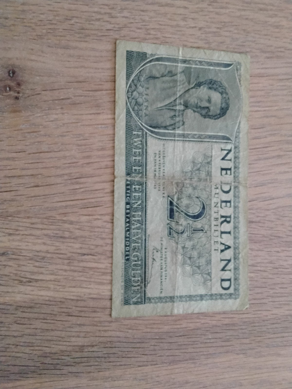 Zeldzaam Nederlands 2½ Gulden Muntbiljet uit 1943, Postzegels en Munten, Ophalen of Verzenden, 2½ gulden, Los biljet