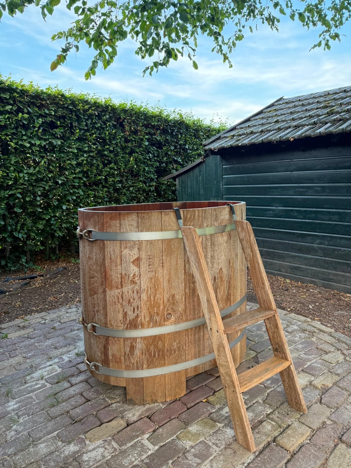 Houten ijsbad met Trap, Ophalen, Gebruikt, Trap, Vast
