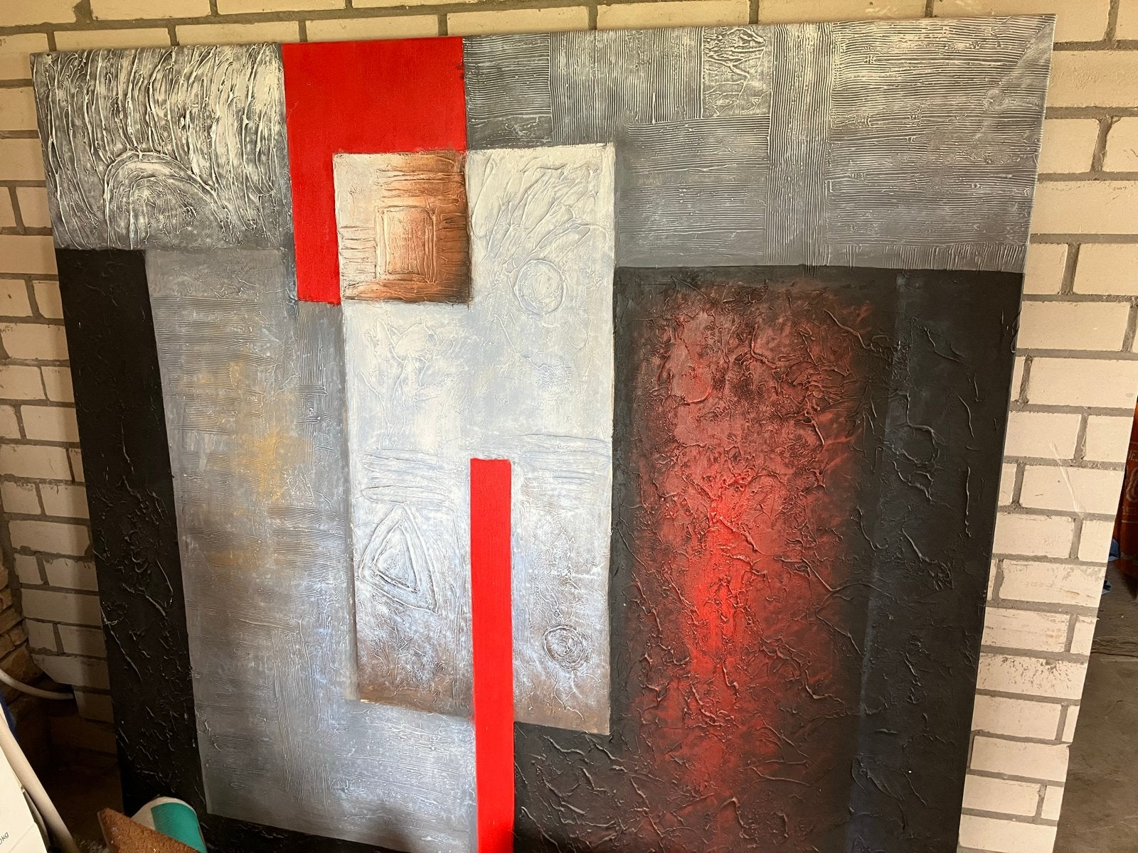 Groot abstract kunstwerk met textuur en levendige kleuren, Ophalen