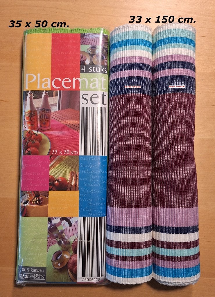 Vier nieuwe felgroene katoenen placemats (35 x 50 cm)., Huis en Inrichting, Keuken | Textiel, Ophalen of Verzenden, Nieuw, Groen