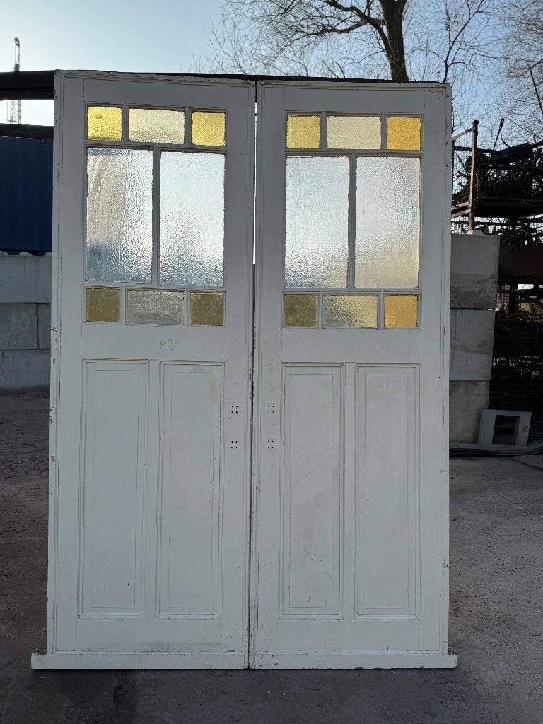 Set schuif / en-suite deuren met glas en roede 263x178cm, Antiek en Kunst, Ophalen