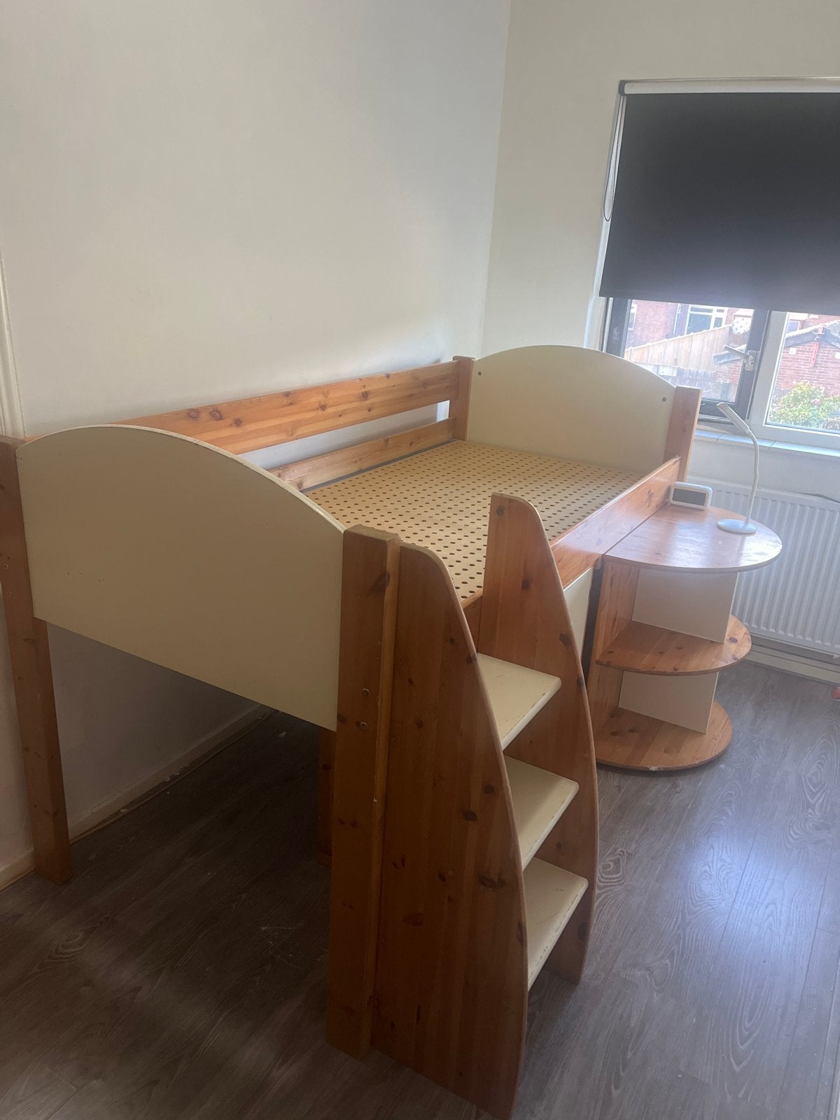 Stevige halfhoogslaper 90x200 met bureau en 4 laden, Gebruikt, 90 cm, Eenpersoons, Minder dan 160 cm