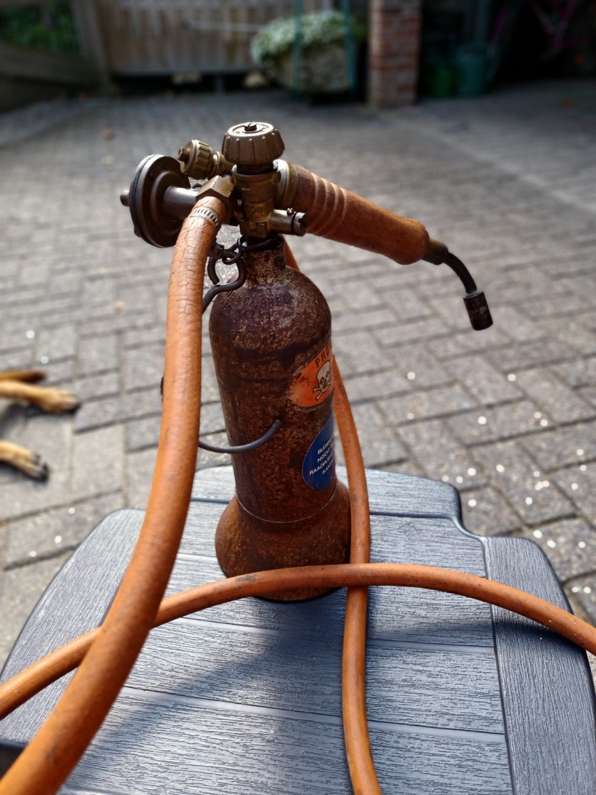 gasbrander met fles, Ophalen, Gebruikt