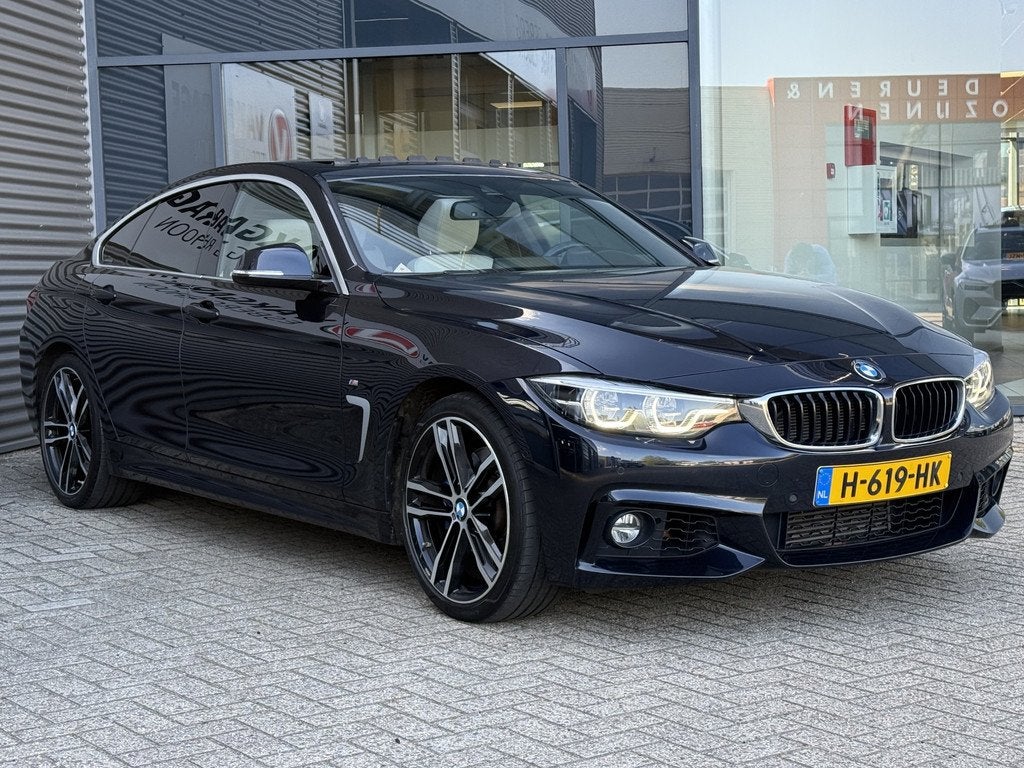 BMW 4 Serie Gran Coupé 418i High Executive SCHUIFDAK,LEER,H, Automaat, 12 maanden, Gebruikt, Zwart