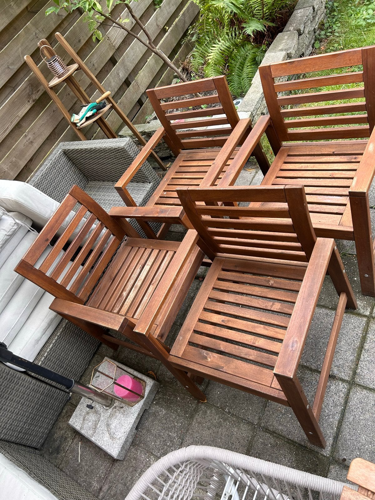 *MOET WEG* Ikea houten tuinstoelen (4 stuks), Tuin en Terras, Ophalen, 4 zitplaatsen, Gebruikt, Stoel