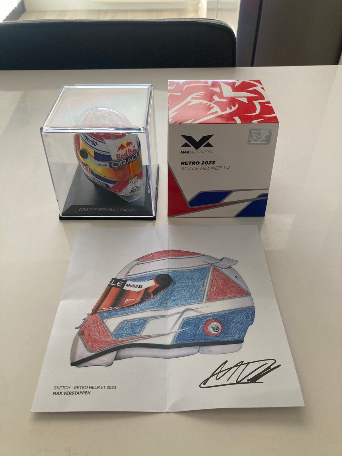 Max Verstappen helm 1/4 retro 2023, Ophalen of Verzenden, Nieuw, Formule 1