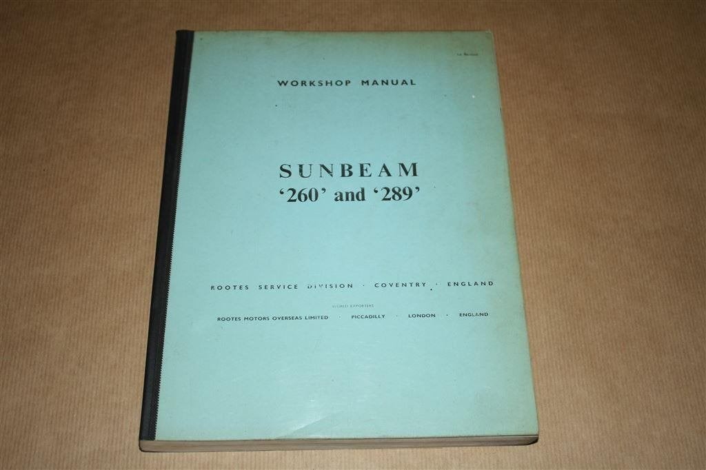 Sunbeam 260 and 289 - Workshop Manual, Ophalen of Verzenden