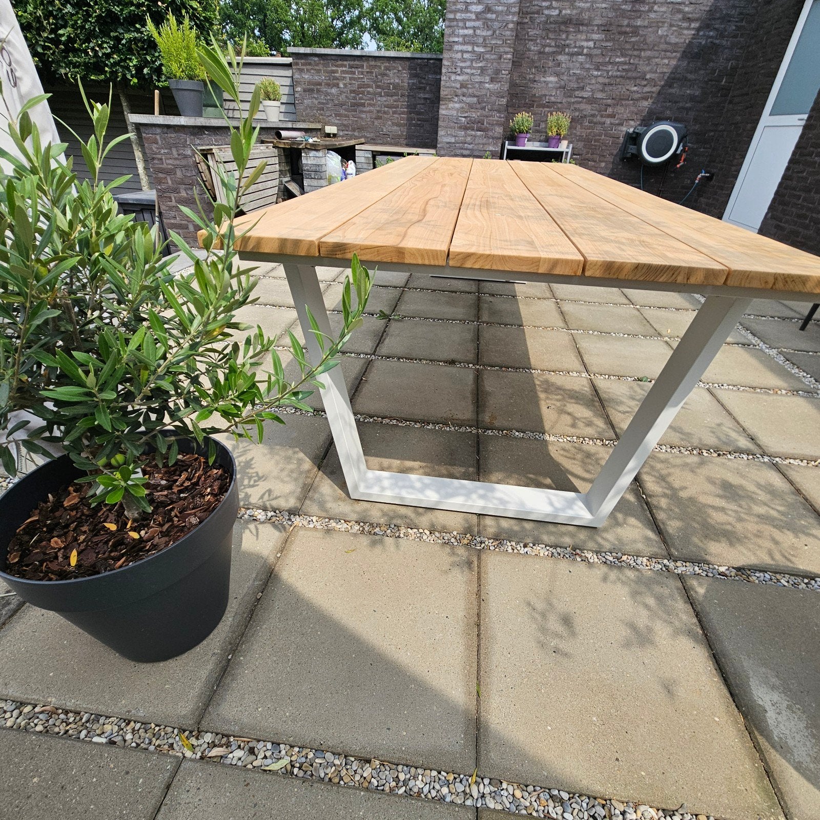 Nieuw! Tuintafel van teak en aluminium  L 280 x B 11, Ophalen, Nieuw, Rechthoekig, Teakhout